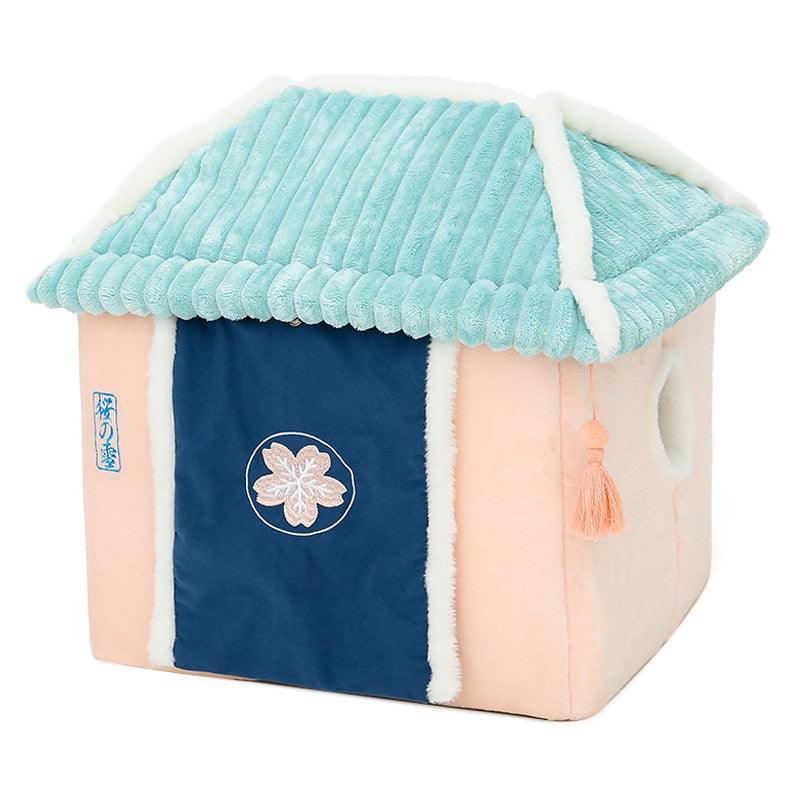 Cozy Retreat Cat House - The Ultimate Enclosed Cat Villa-2